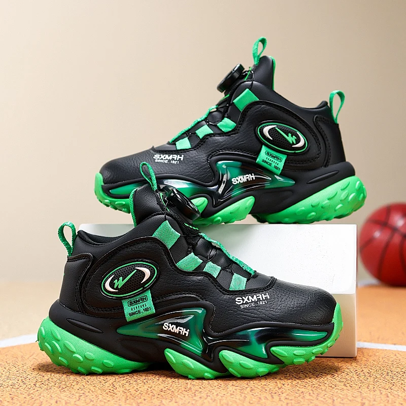 

New Boys Basketball Shoes 2025 Cute Colorblock Fashion Design Kids Sports Shoes Shock Absorbing Wear Resistant Children Sneakers