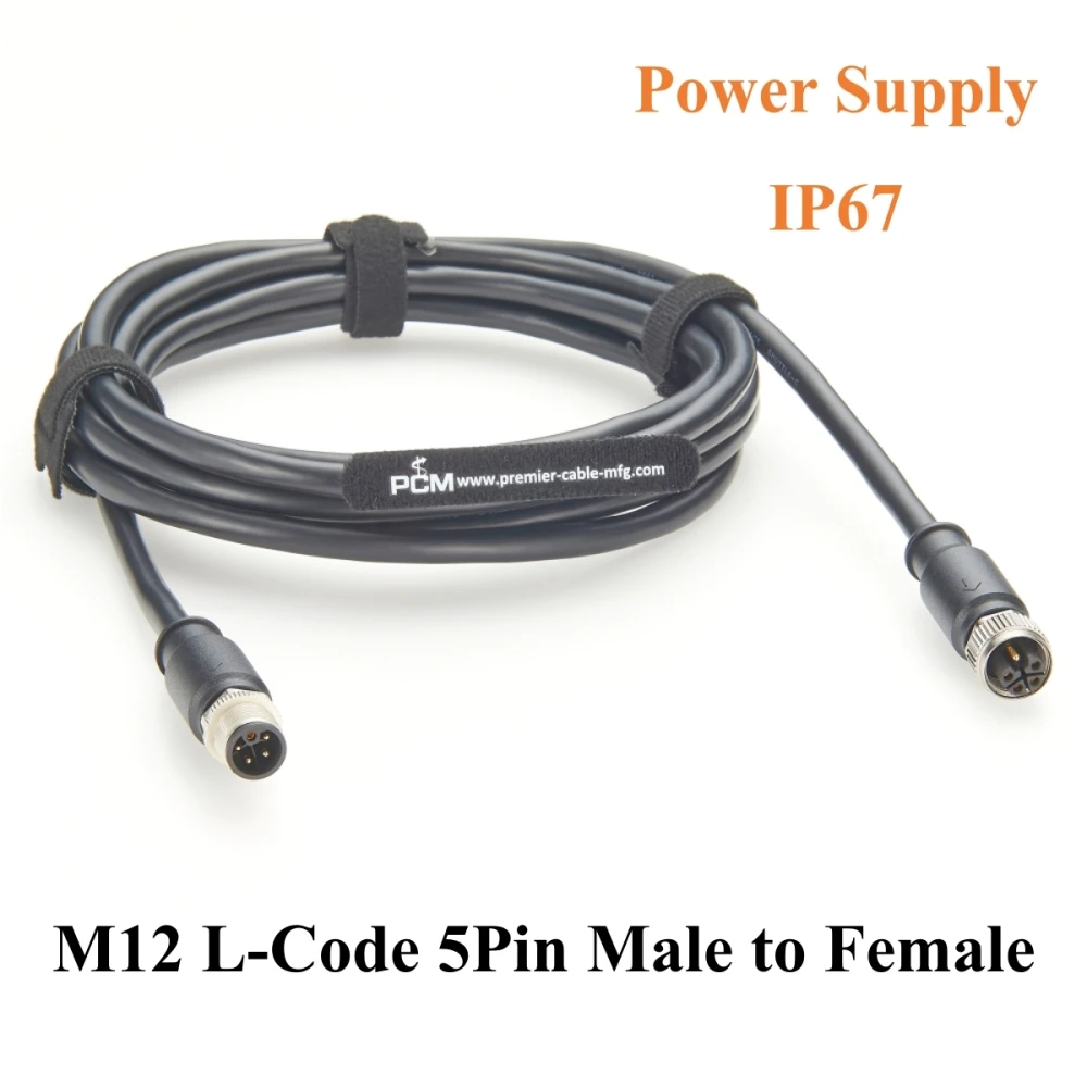 

Profinet M12 L Code 5Pin Power Supply Cable IP67 Shielded Male to Female Extension Cable 63V for Industrial Automation, I/O Box