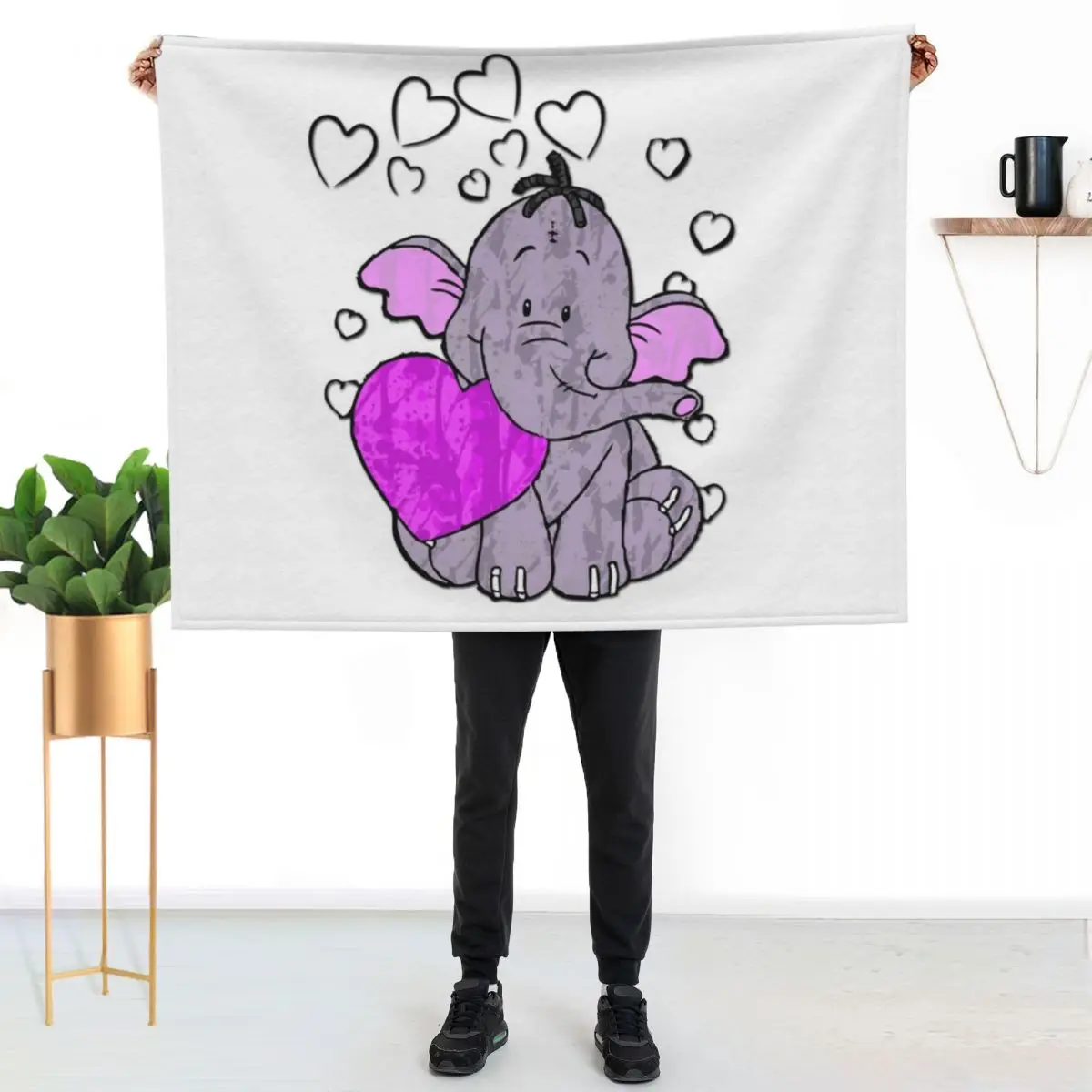 

Heffalump Valentine Throw Blanket Multi Use Warm Blanket for Living Room Bedroom