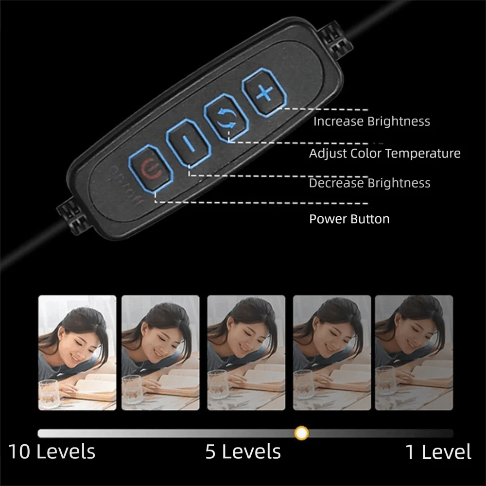 

Гибкая светодиодная лампа с поворотным рычагом, 3 режима, лампа с двойной головкой и регулируемой яркостью, уход за глазами 360 ° Обертационный светильник для чтения