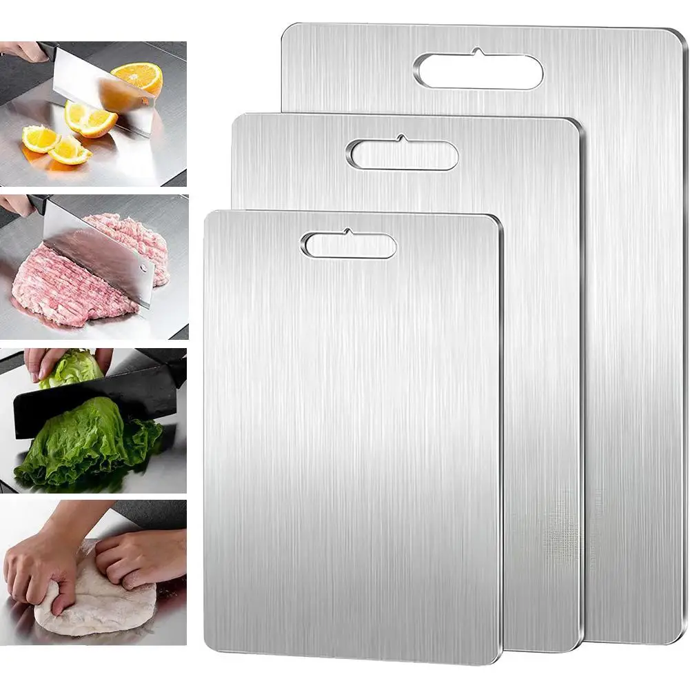 Thickened 304 Stainless Steel Cutting Board Antibacterial And Mildew Resistant Household Cutting Board Kitchen Kneading Panel