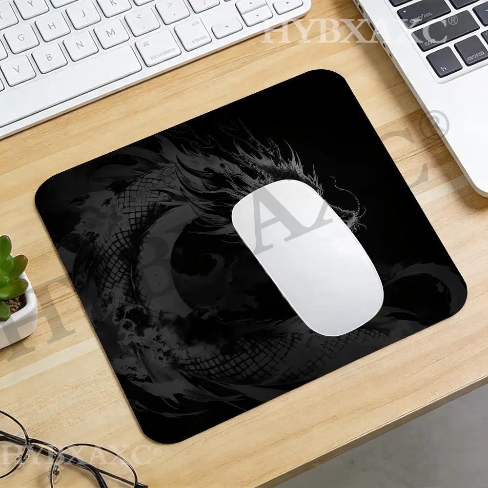 HYBXAXC MBlack White Chinese Dragon Ink Style Small Mouse Pad Minimalist Gaming Desk Rubber Keyboard Pad,Computer Accessories