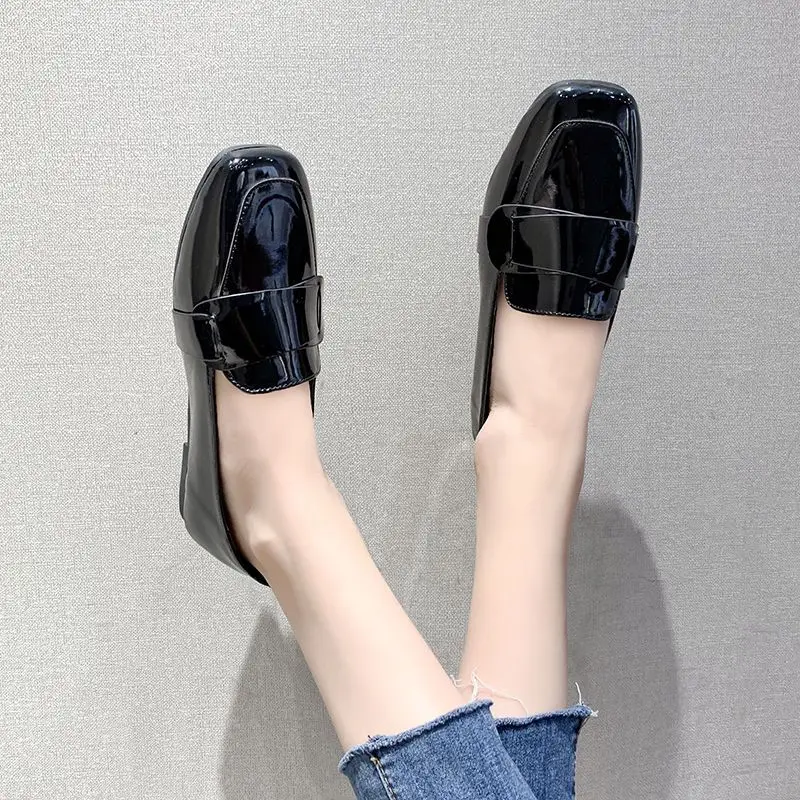 Women\'s Shoes Black Loafers Leather Slip On Red Female Footwear Fashion 2024 Walking Original With Stylish Trends 39 Urban