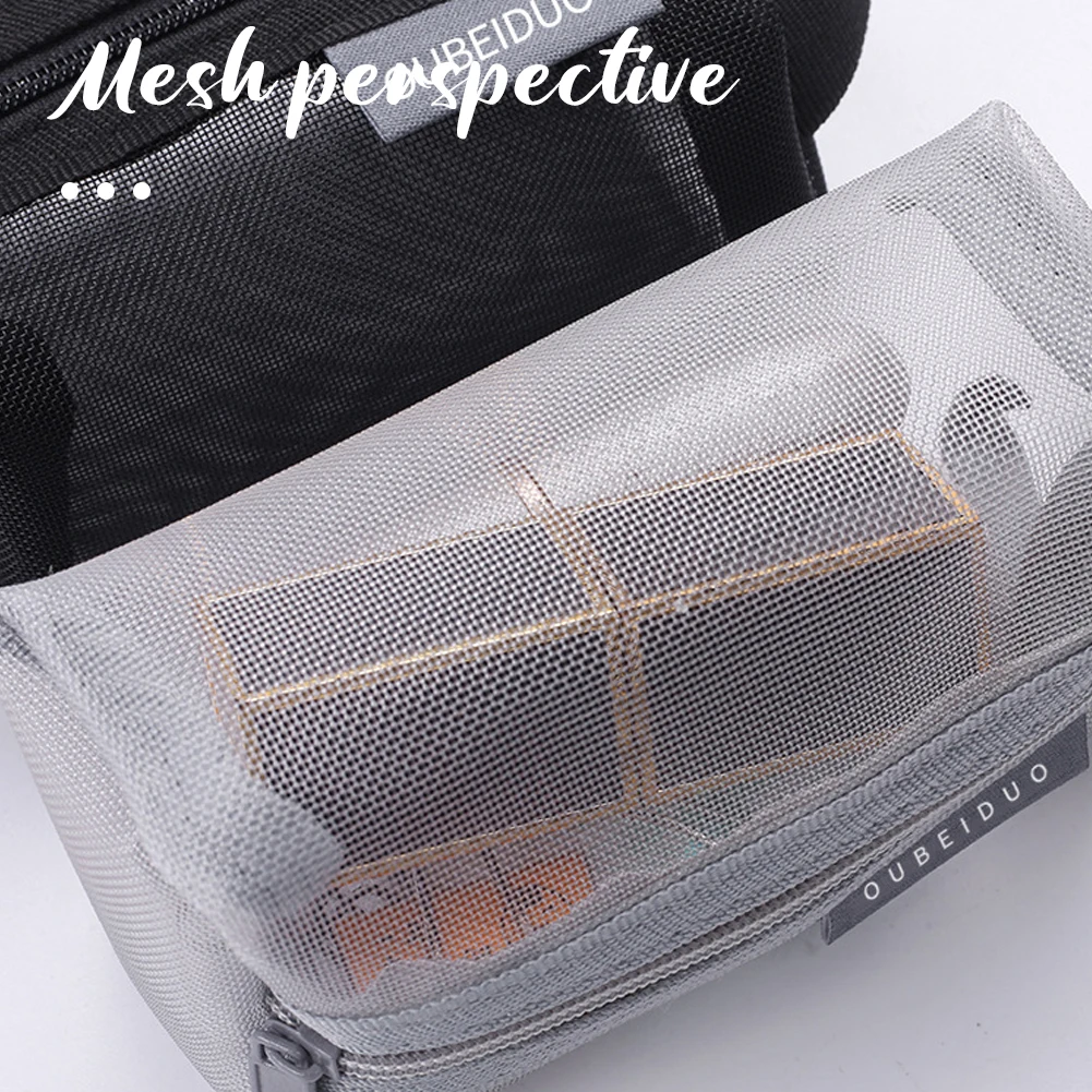 Simple Nylon Square Mesh Coin Purse Large Capacity Key Card Case Coin Pocket Transparent Storage Bag Pouch Mini Cosmetic Bag