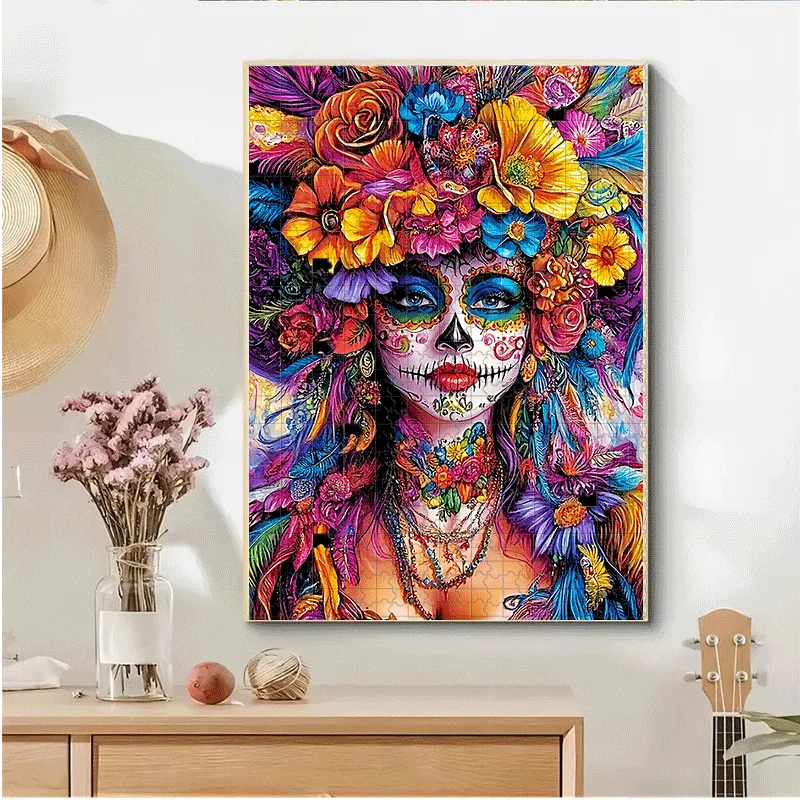 Puzzle Naszyjnik z Kwiatami, Piórami i Makijażem - 500/1000 elementów, układanka dla dorosłych do interaktywnych gier rodzinnych i wzmacniania więzi z koleżankami/przyjaciółmi. Biustonosz