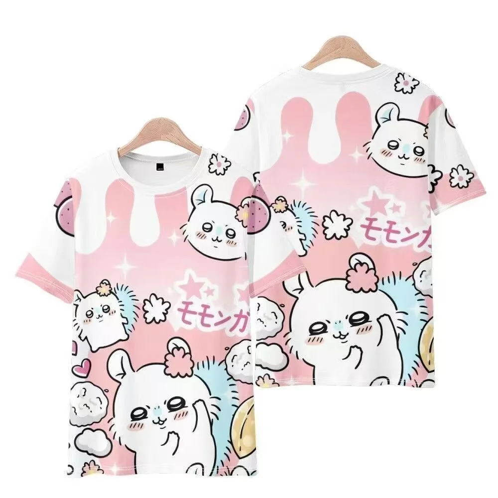 Chiikawa ist überall hier! Weiche, niedliche Cartoon-3D-Print-T-Shirts für Erwachsene Paare, Sportliche Freizeitkleidung, atmungsaktiv, kurze Ärmel, Familien-Matching – Detail 4
