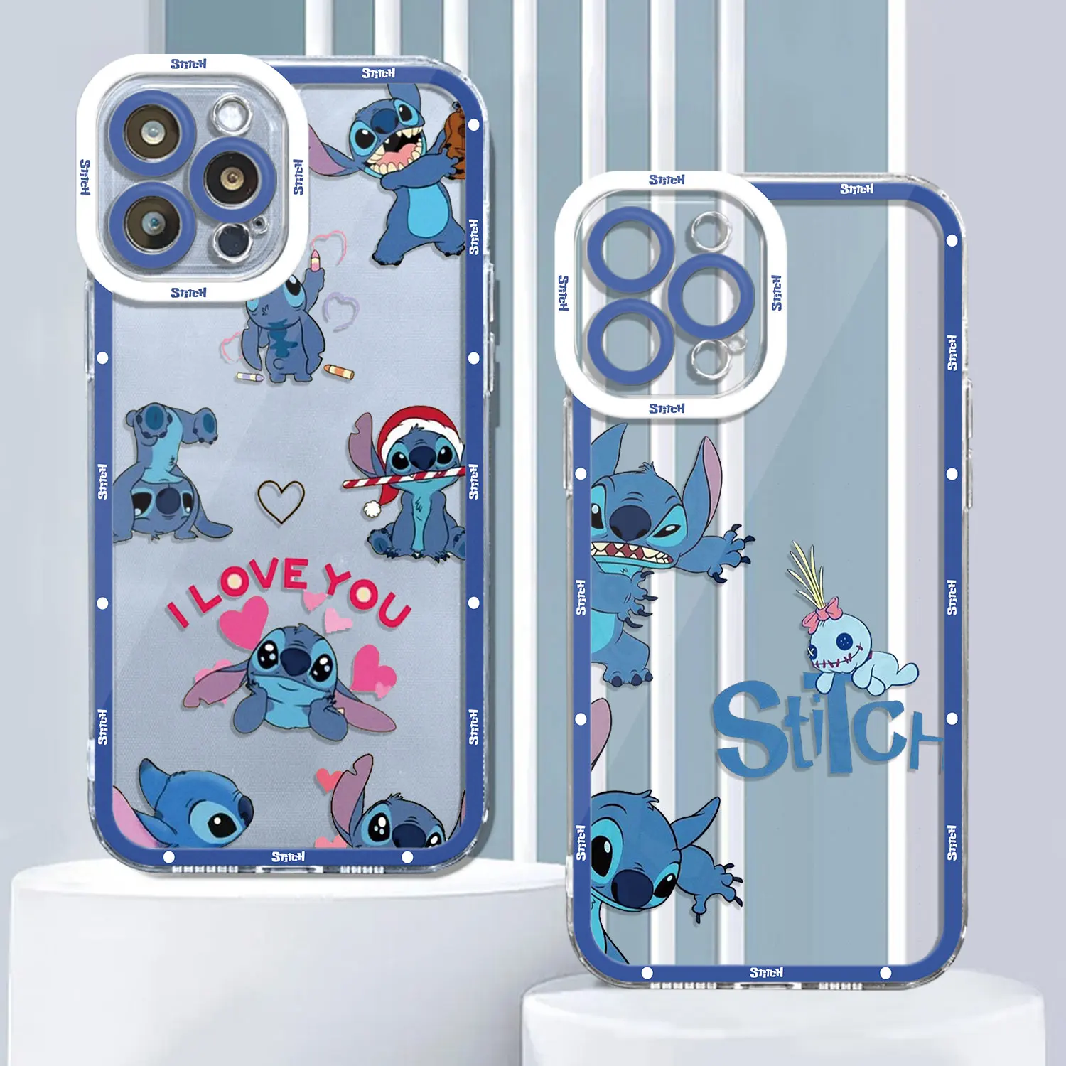 Angie Stitch Case for iPhone 15 14 Pro Max 13 12 11 XR XS X 8 7 6 6S Plus SE 2020 Clear Cover Fundas