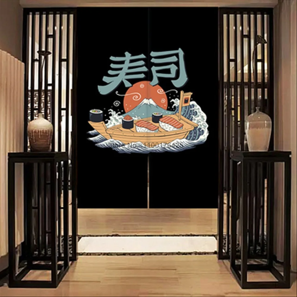 Japanese Anime Style Fabric Door Curtain Kitchen Bedroom Window Noren Door Living Room Hotel Cafe Hanging Half Curtain