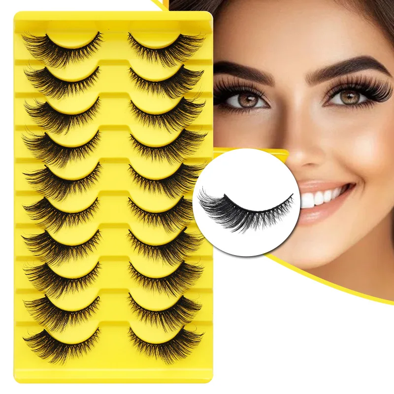 DINGSEN False Eyelashes - Dense Cat Eye Slant Eyelashes, European Style, 10 Pairs