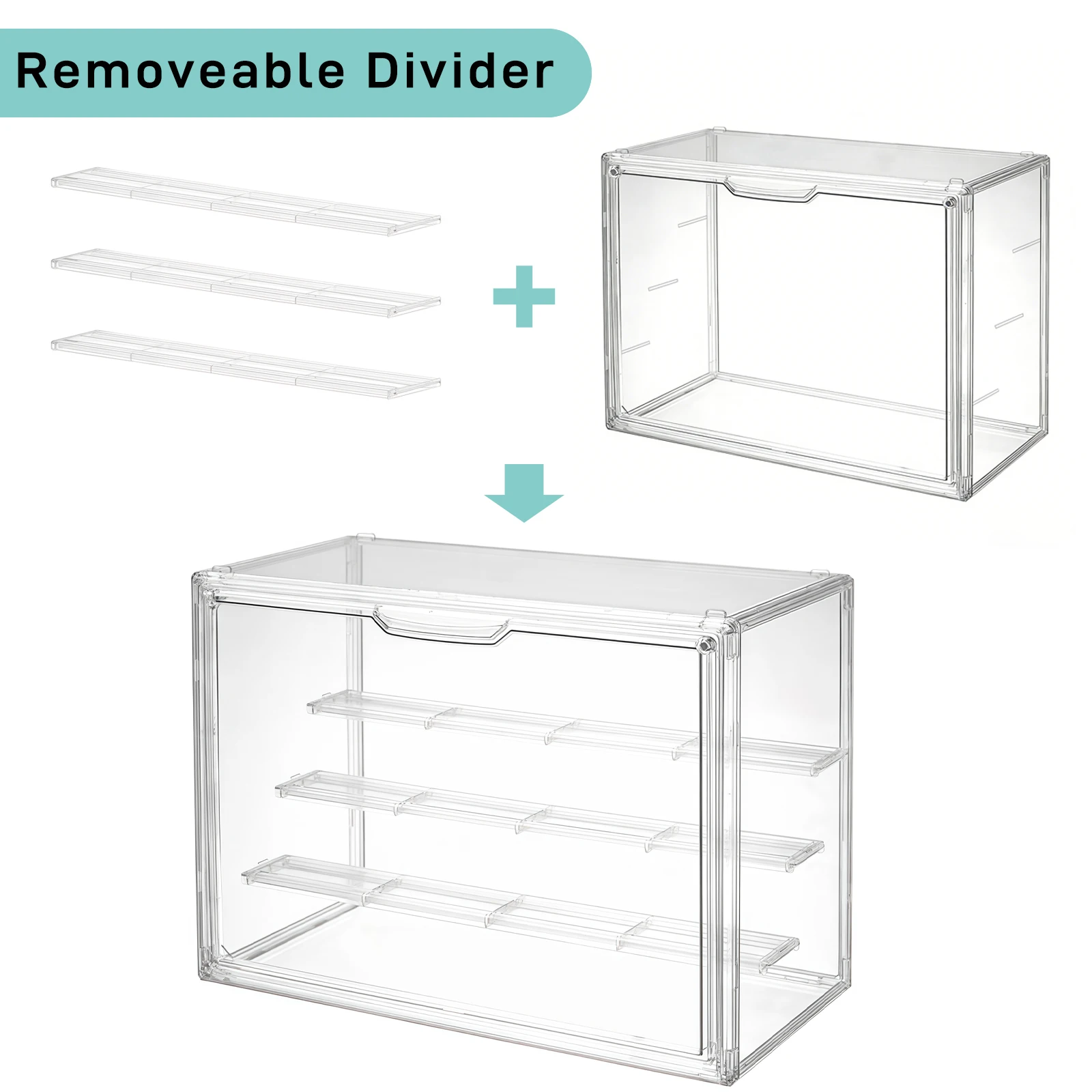 4 Tier Clear Acrylic Display Case Blind Box Transparent Organizer Stackable Showcase for Figures Doll Models Jewelry Collectible