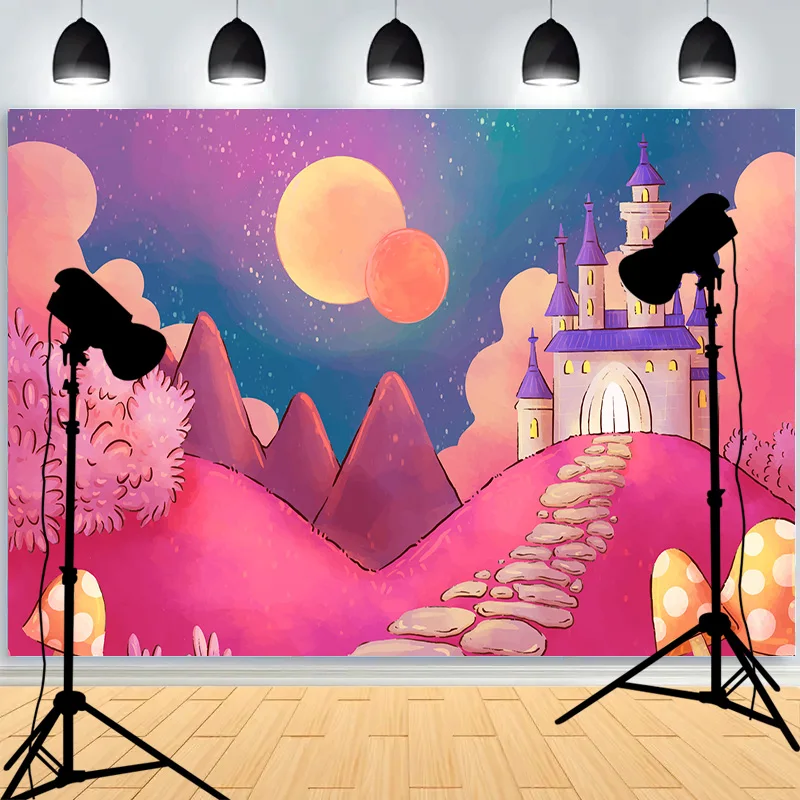 Castle Turret Ivy Cloud Wildflower Firefly Photography Background Enchanted Tree Rainbow Arch Brook Photo Studio Backdrops CT-03