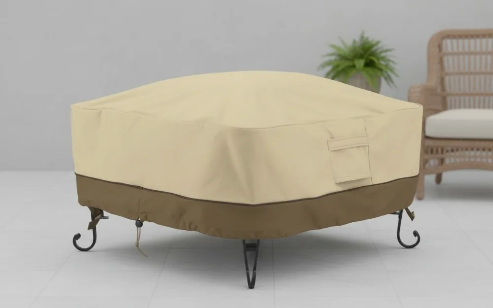 

36-дюймовая квадратная крышка для костра, водонепроницаемое полное покрытие с эластичным подолом и вентиляционными отверстиями для защиты на открытом воздухе