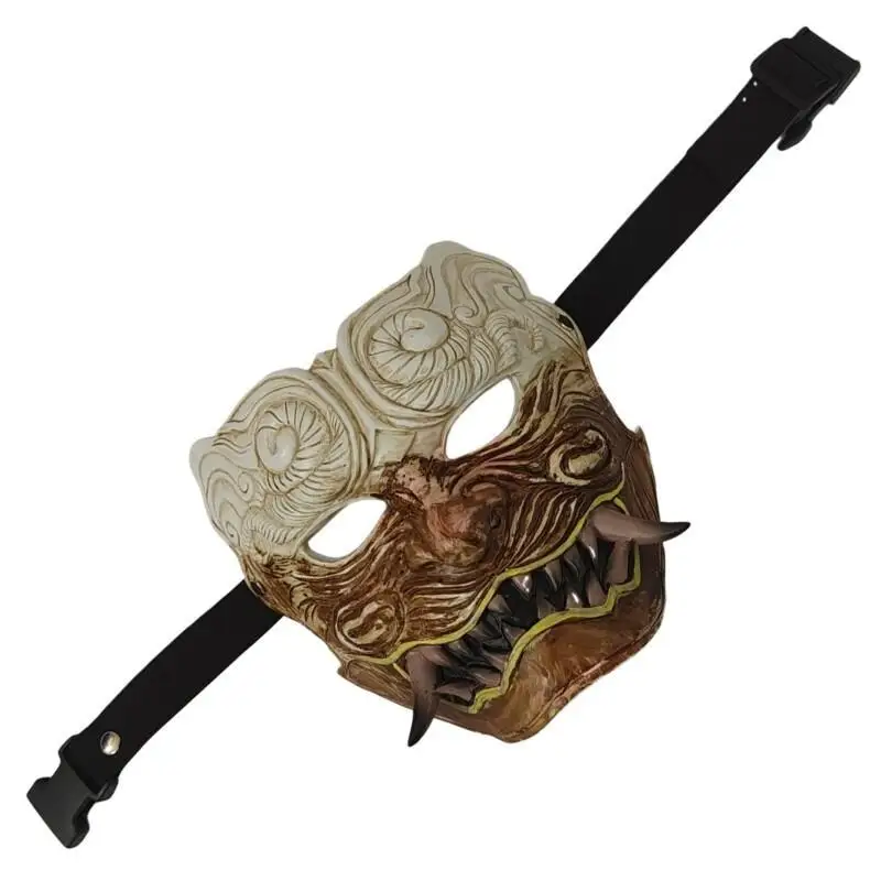 할로윈 일본 사무라이 오니 악마 마스크 풀페이스 호러 코스프레 소품 레진 게임 파티 액세서리 테러 전사 마스크 (성인용)