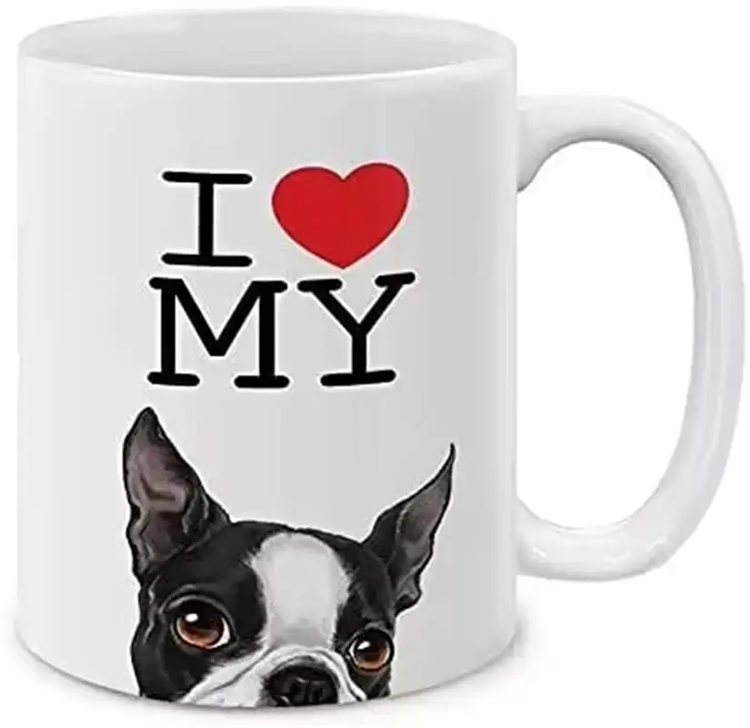 Boston Terrier Cups Cute Dog Mugs Doggy Mugs, Coffee Mugs, Home Decal, Friend Gifts, Novelty