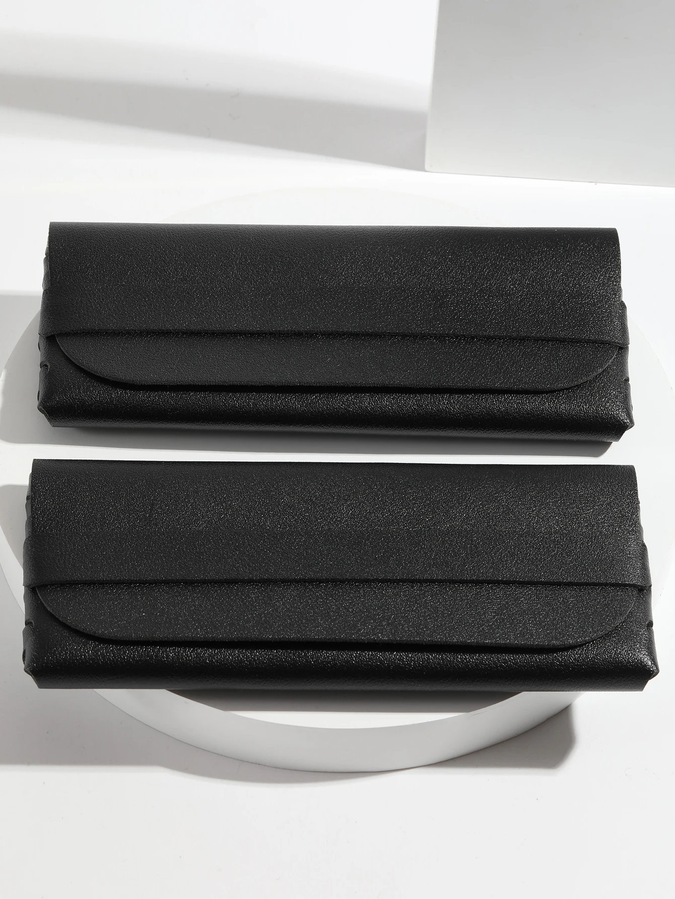 2PC black sunglasses box with large PU eyeglass bag suitable for daily use