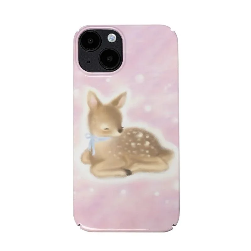 

Ins Korean Pink Dreamy Star Deer Phone Case for IPHONE 17 Air 16E 15 PROMAX 14 Plus 13 12 MINI 11 16Plus XR Acrylic Phone Cover