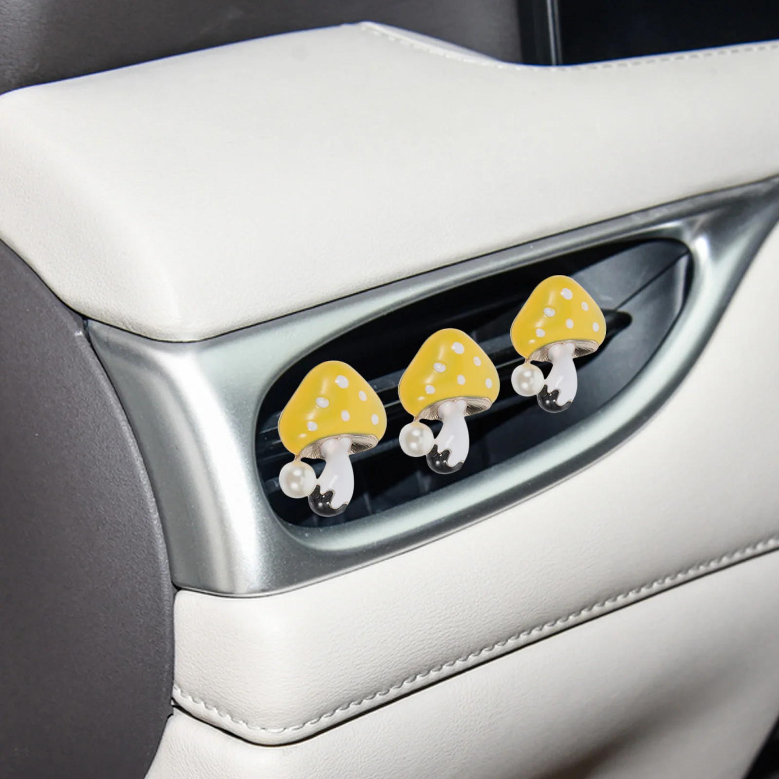 

5pcs Car Decoration Vent Charm DIY Alloy Mushroom Charms Cute Auto Accessories Women Vent Ornaments Durability