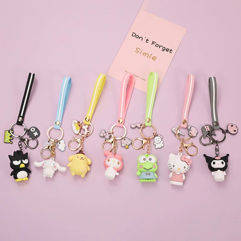 Kawaii Sanrio Accessories Anime Hello Kitty Keychain Kuromi Melody Cinnamonroll Keychain Pendant for Bag Cartoon Keyring Gifts