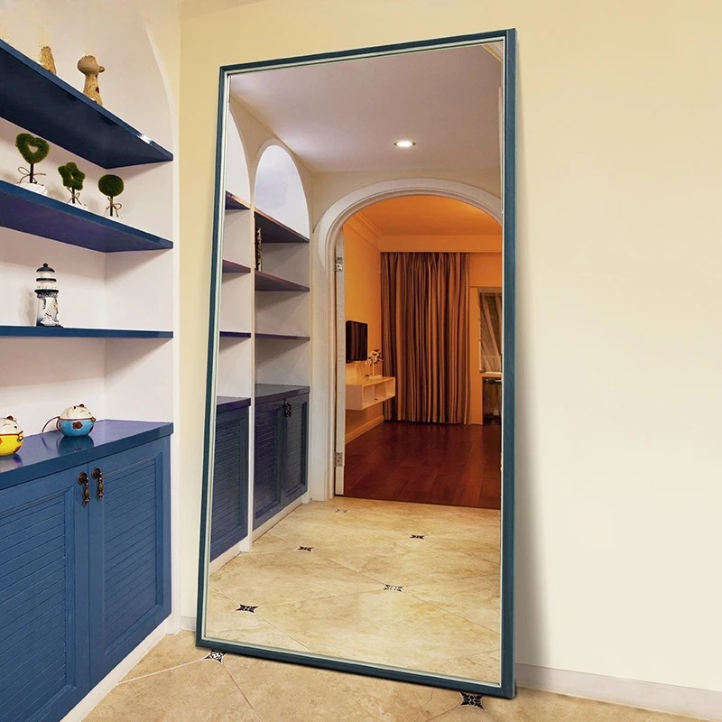 Customized full-body full-length mirror Floor mirror Wall-mounted explosion-proof fitting mirror Bedroom Mediterranean