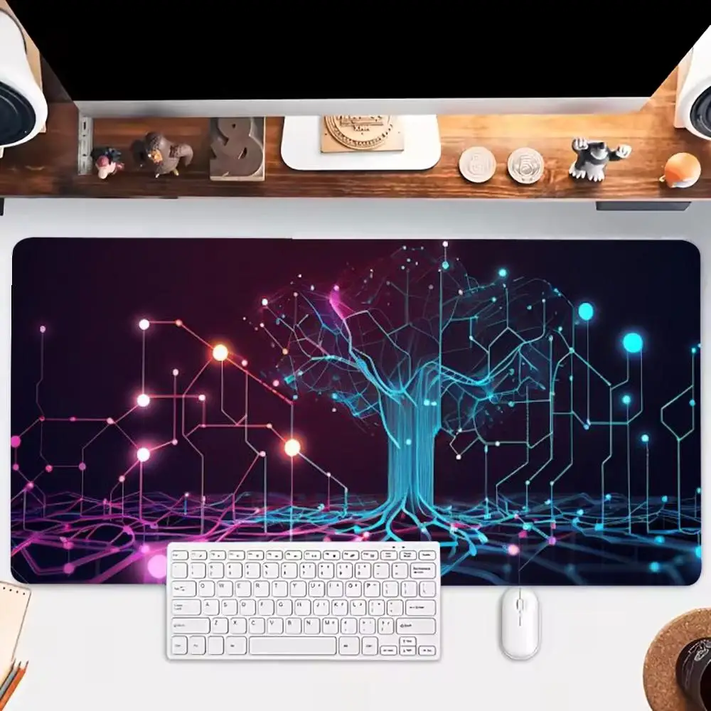 Sci Fi Glowing Network Table Mat Mousepad Large Size For Office Desktop Bedroom Learning Laptop Keyboard Accessories