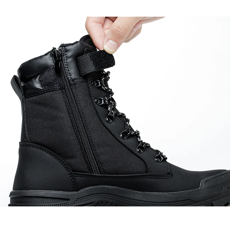 Men Work Safety Boots Outdoor Military Boots Anti-smash Anti-puncture Industrial Shoes Men Zipper Boots Indestructible Boots