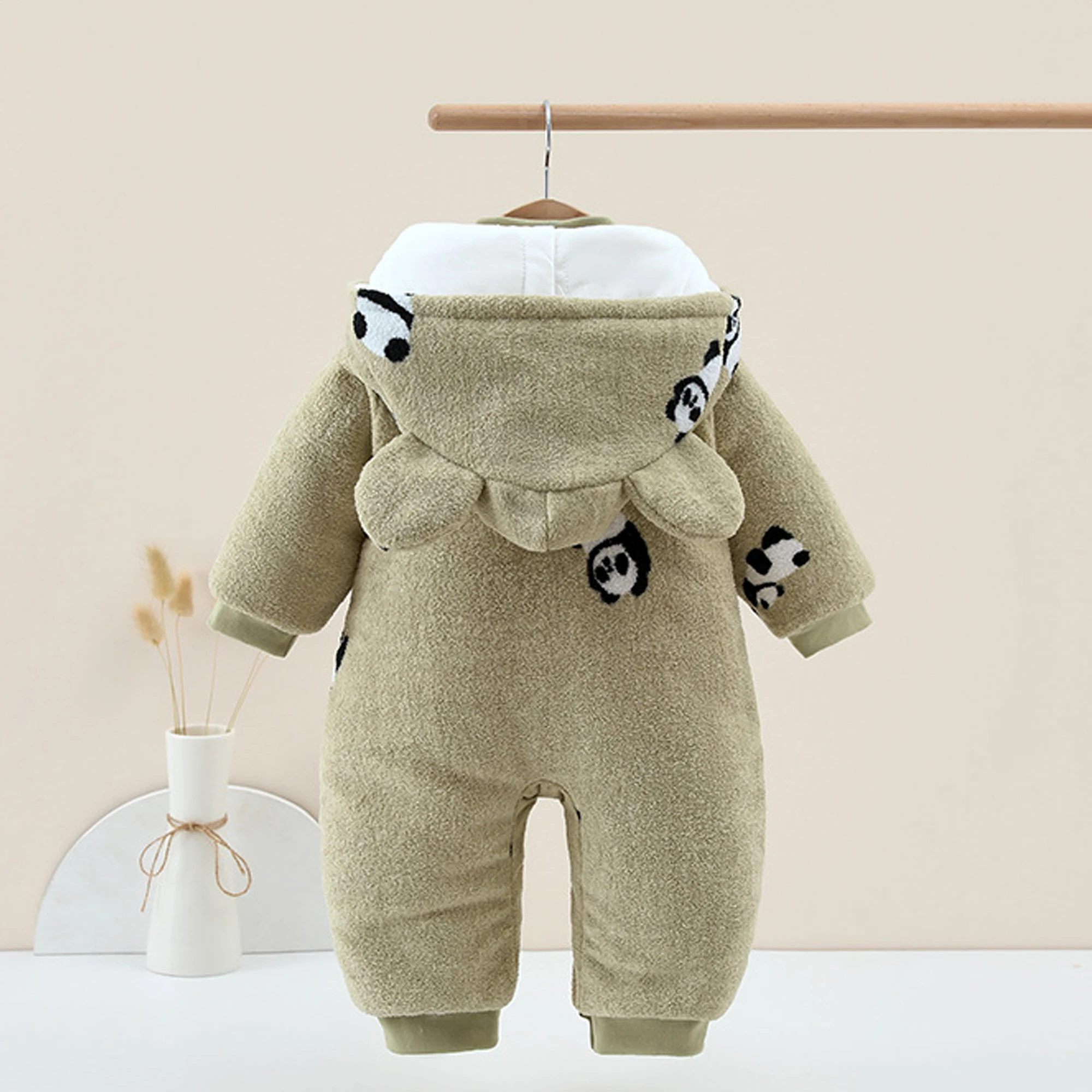 2024 neue Winter Baby Overall Dicke Warme Infant Mit Kapuze Innen Fleece Strampler Neugeborenen Jungen Mädchen Baby Kleidung Set