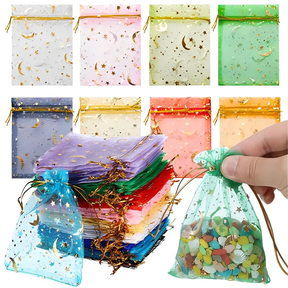 10 Stück Organza-Geschenktüten mit Kordelzug, verschiedene Farben, Geschenktüten für Süßigkeiten, Schmuck, Kosmetik, Reisegepäck, Aufbewahrung, YMY
