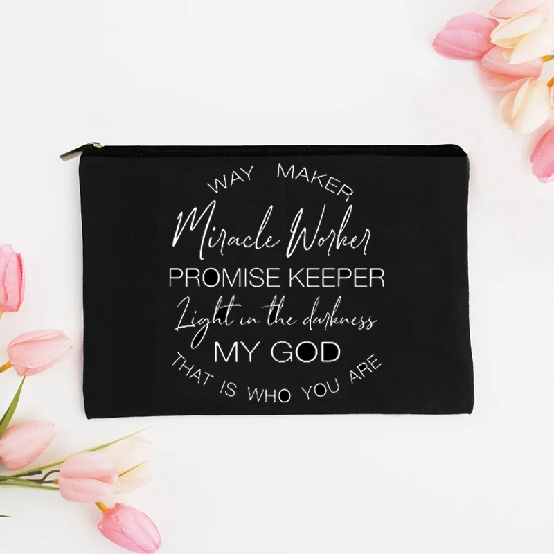 Jesus Is My God King Everything Print Cosmetic Organizer Fashion Makeup Case Make Up Organizer Bag Travel Organizer Gift for Her