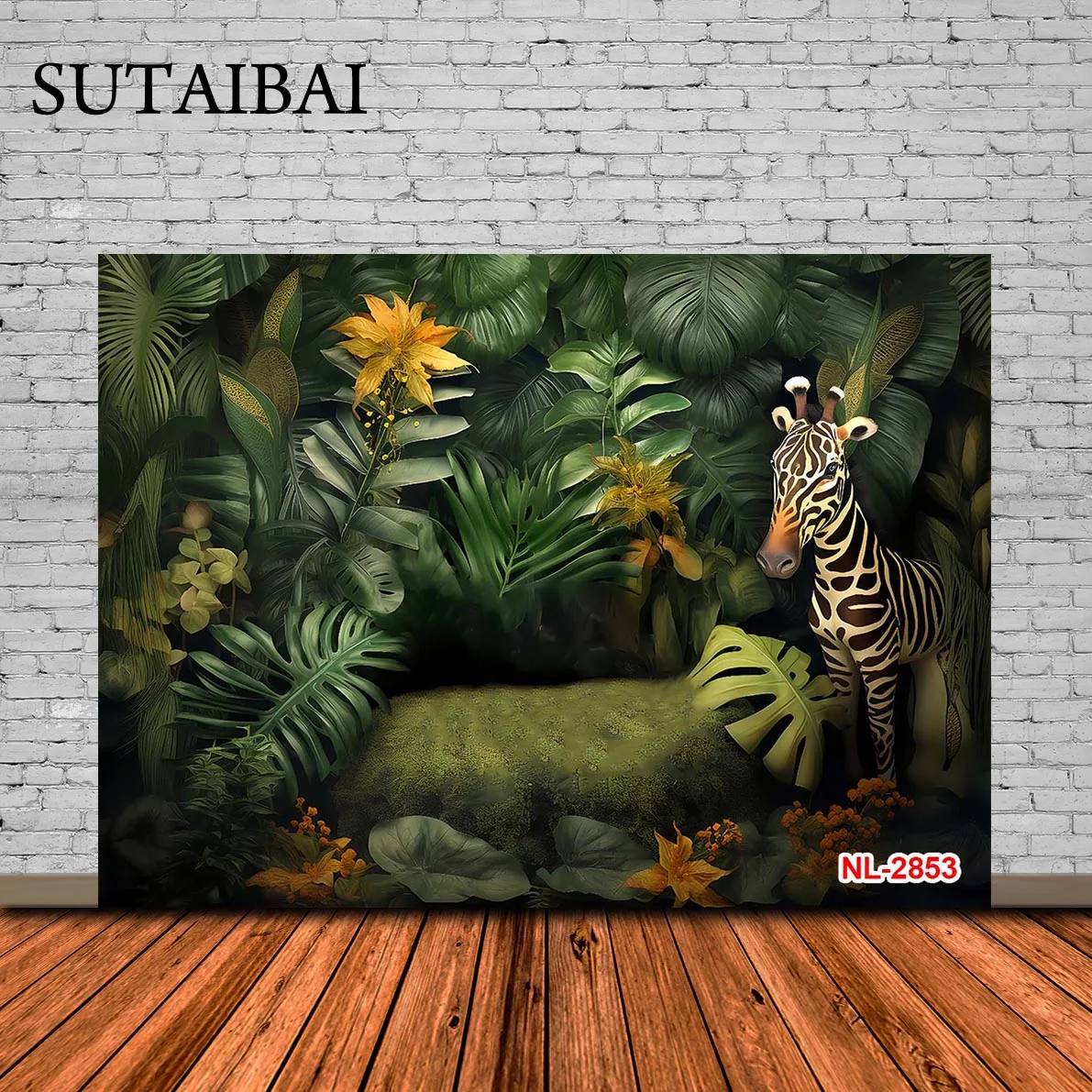 

Safari Jungle Photography Background Wild Animals Balloons Child 1st Birthday Party Cake Smash Decor Portrait Photocall Backdrop