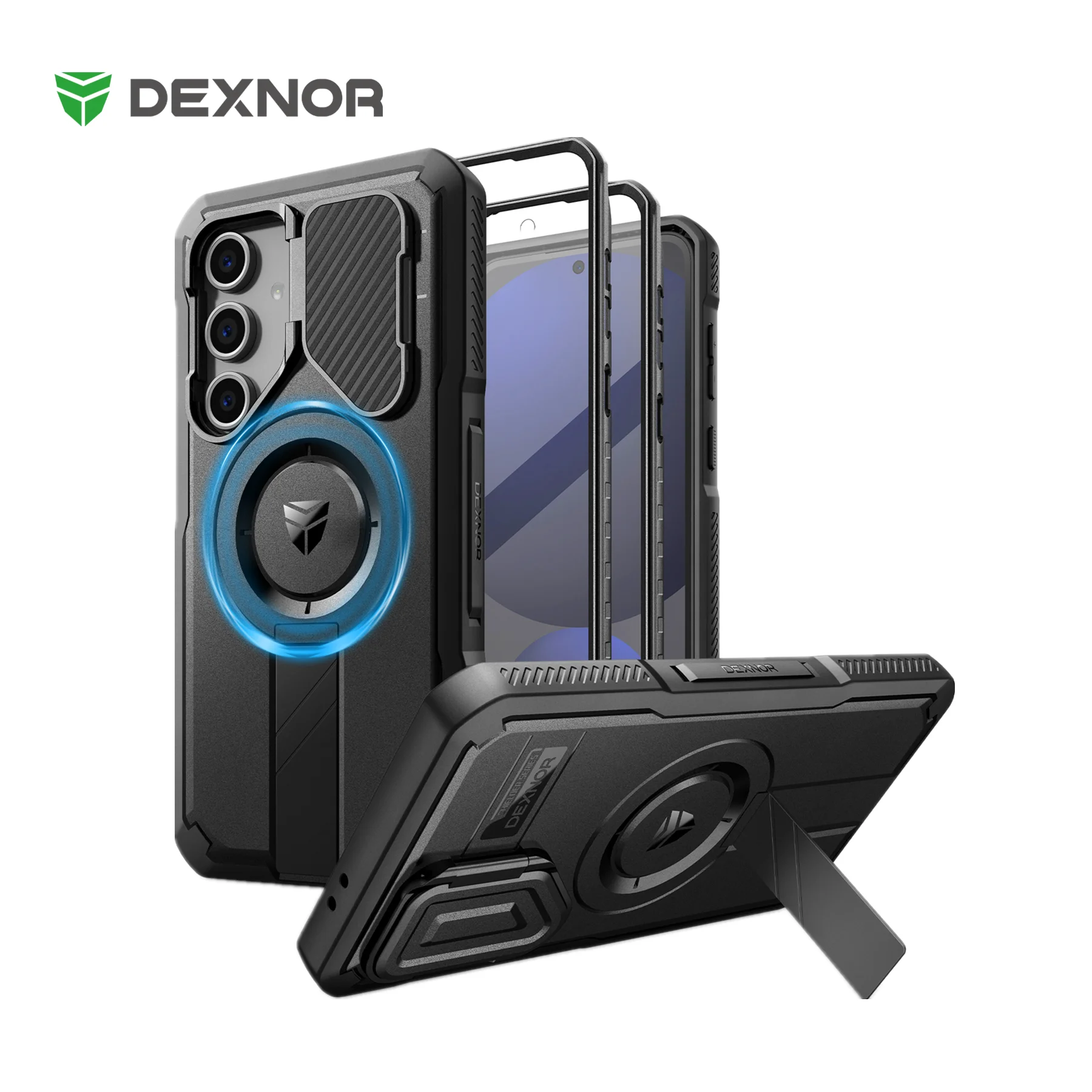 

Чехол для Samsung Galaxy S24 FE с крышкой для камеры и встроенной защитной пленкой для экрана, прочный противоударный защитный чехол-держатель