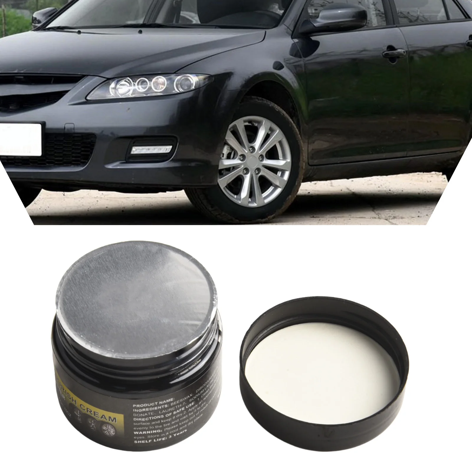 Tire Retreading Cream Black Tire Cleaner Size About 5*5*5CM Color Black Waterproof Tire Wax Tire Polish For Tire Maintenance