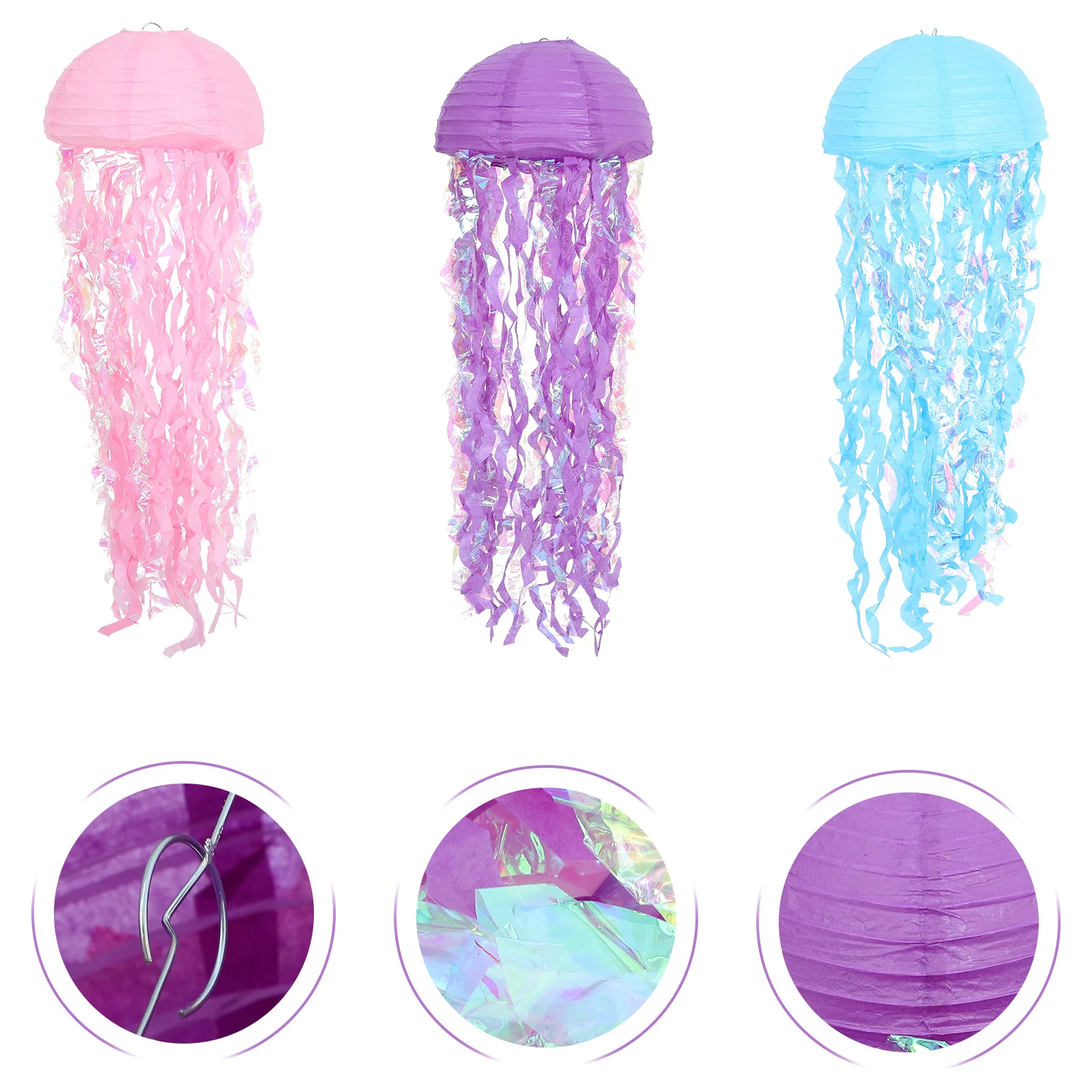 

3Pcs Jellyfish Lanterns Paper Hanging Decorations Ocean Theme Party Birthday Wedding Ornament Paper Jellyfish Lanterns