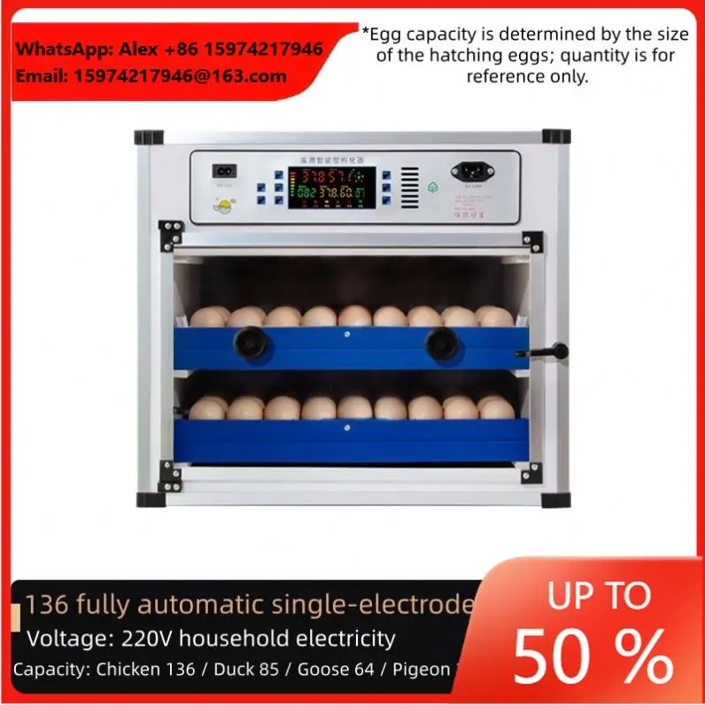 Fully Automatic Egg Incubator With 96% Hatching Rate 360° Roller Tray Hatcher For Chicken Goose Duck Reptile