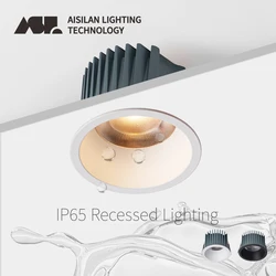Aisilan Anti-glare LED COB Waterproof IP65 Recessed Ceiling Downlight Spotlight 4000K Aluminum Home Living Room Kitchen Lamp