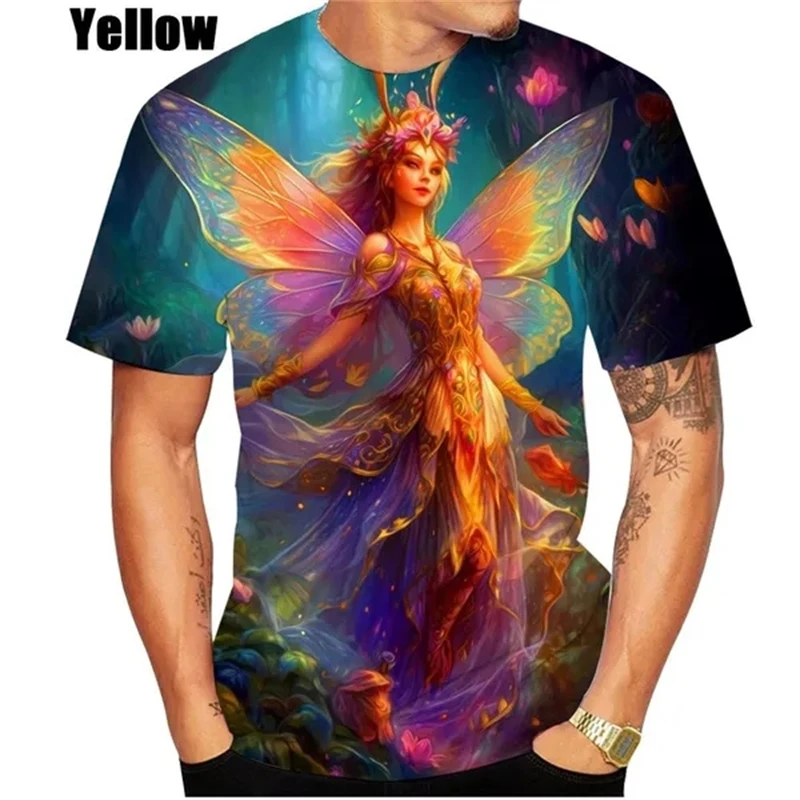 New Arrival Colorful Fairy 3D Printed Casual T-Shirt Personality Fashion Unisex Hip Hop Round Neck Short Sleeve Tops XS-4XL Tees