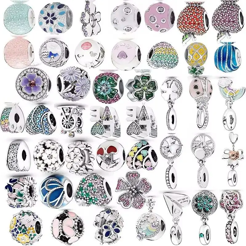 

5pcs/10pcs Silver Plated Colorful Charm Beads Women's DIY Jewelry Accessories for Bracelet And Necklace Making