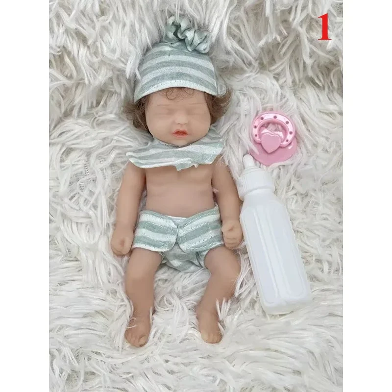 

17cm/7" Cute Full Body Silicone Baby Dolls ] Soft Silicone Mini Doll Birthday Xmas Gifts
