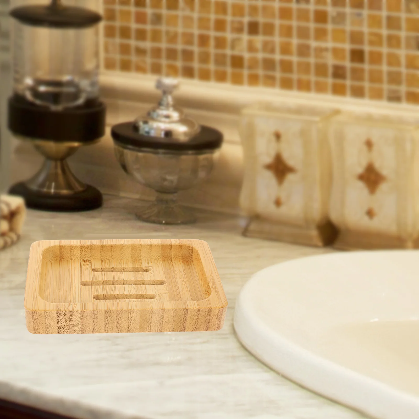 

2pcs Bamboo Dish Drainage Design For Bathroom Kitchen Sink Shower Bath Soap Box Holder Portable Soap Container