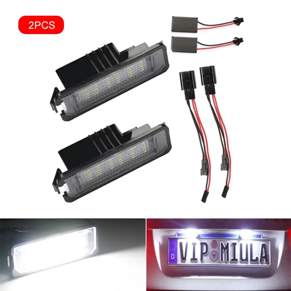 2 Pcs Car LED License Plate Lights 12V Working Lamp Replacement Car Light For VW GOLF 4 5 6 7 6R Passat B6 Lupo Scirocco Polo