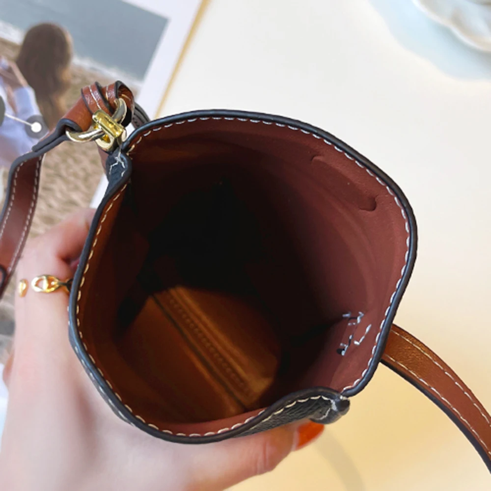 Personalize Letters Women Mobile Phone Bag Genuine Leather Small Bucket Shoulder Purse Custom Initial Magnetic Female Handbag