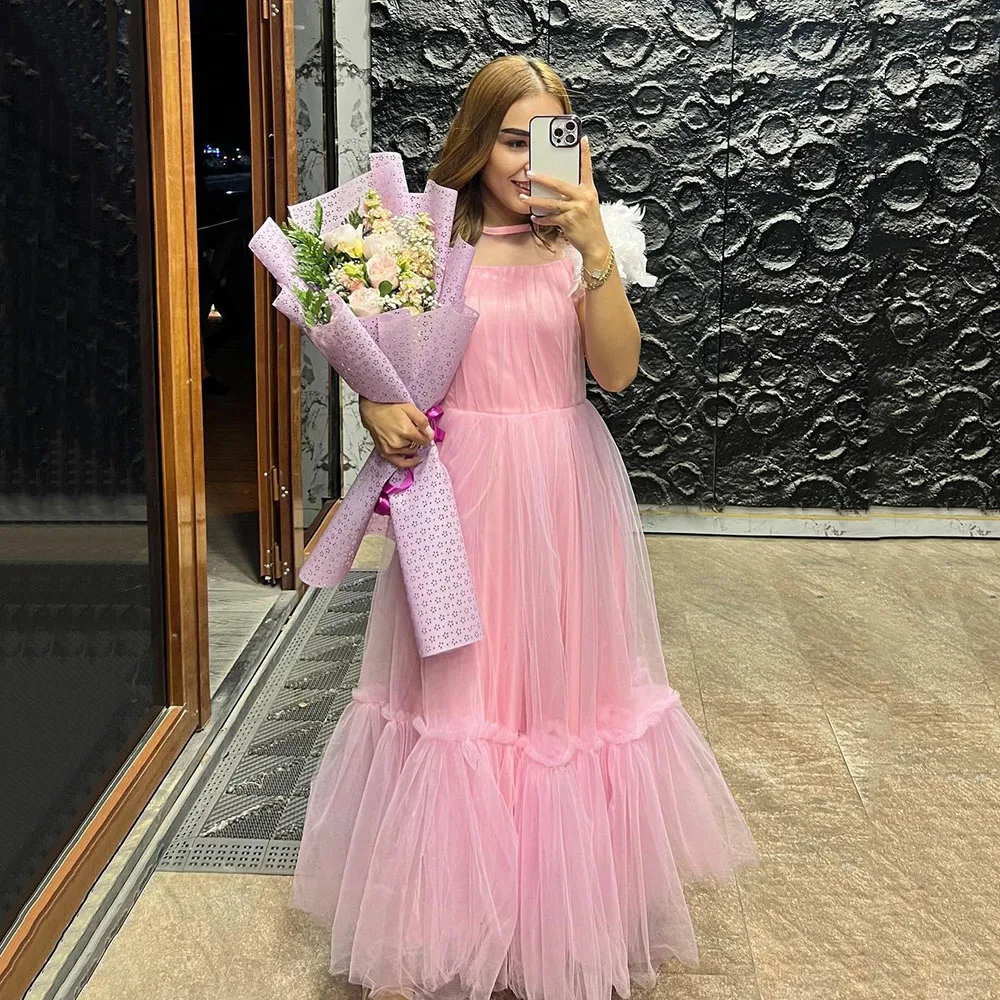 

Msikoods A-line Princess Prom Dress 2024 Pink Graduation Gown Evening Dress Pleats Wedding Party Dresses Brithday Dress