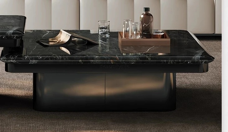 

*Italian light luxury supercrystalline stone coffee table square tea table marble simple microcrystalline stone