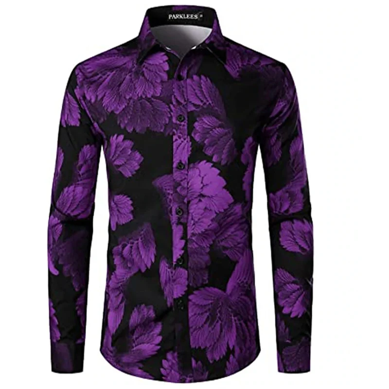 2024 New Men\'s Shirt Long Sleeve 3D Flower Print Button Lapel Summer Clothing Men\'s Tops Prom Birthday Popular Fashion Shirt