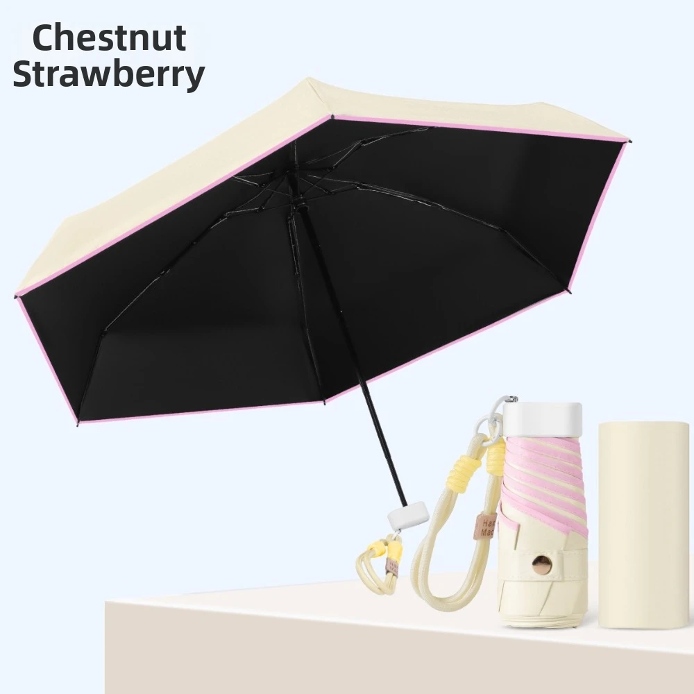 UPF50+ Mini Folding Umbrella Color Rope Bracelet UV Protection Pocket Rain Umbrella Wind Resistant Dual Use Travel Umbrella
