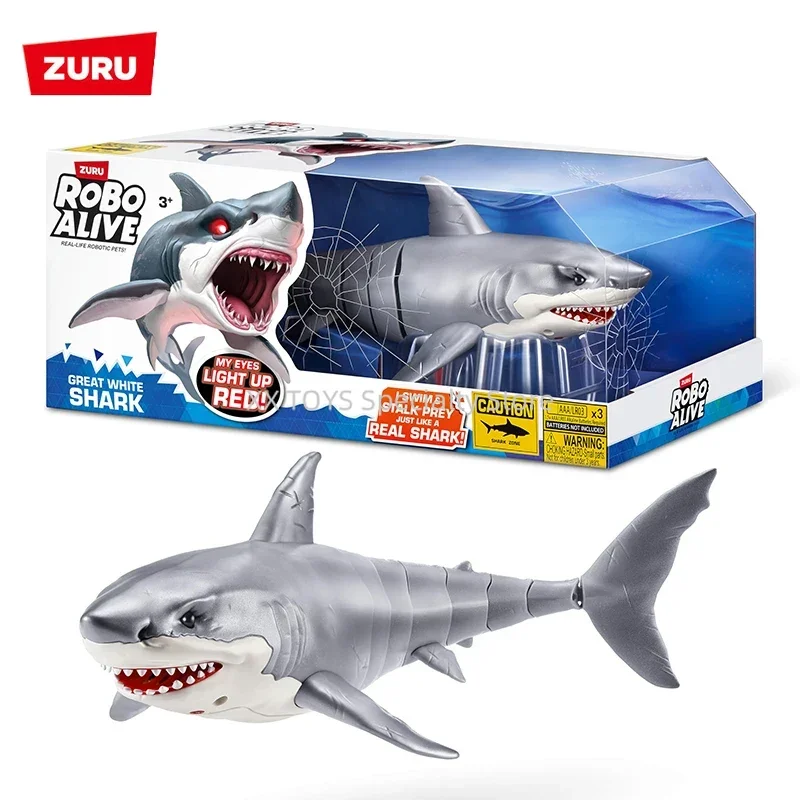 

Zuru Robo Alive Great White Shark Robotic Swimming Shark Figure Robotic Light Up Shark Toy Electronic Simulation Pet Model Toys