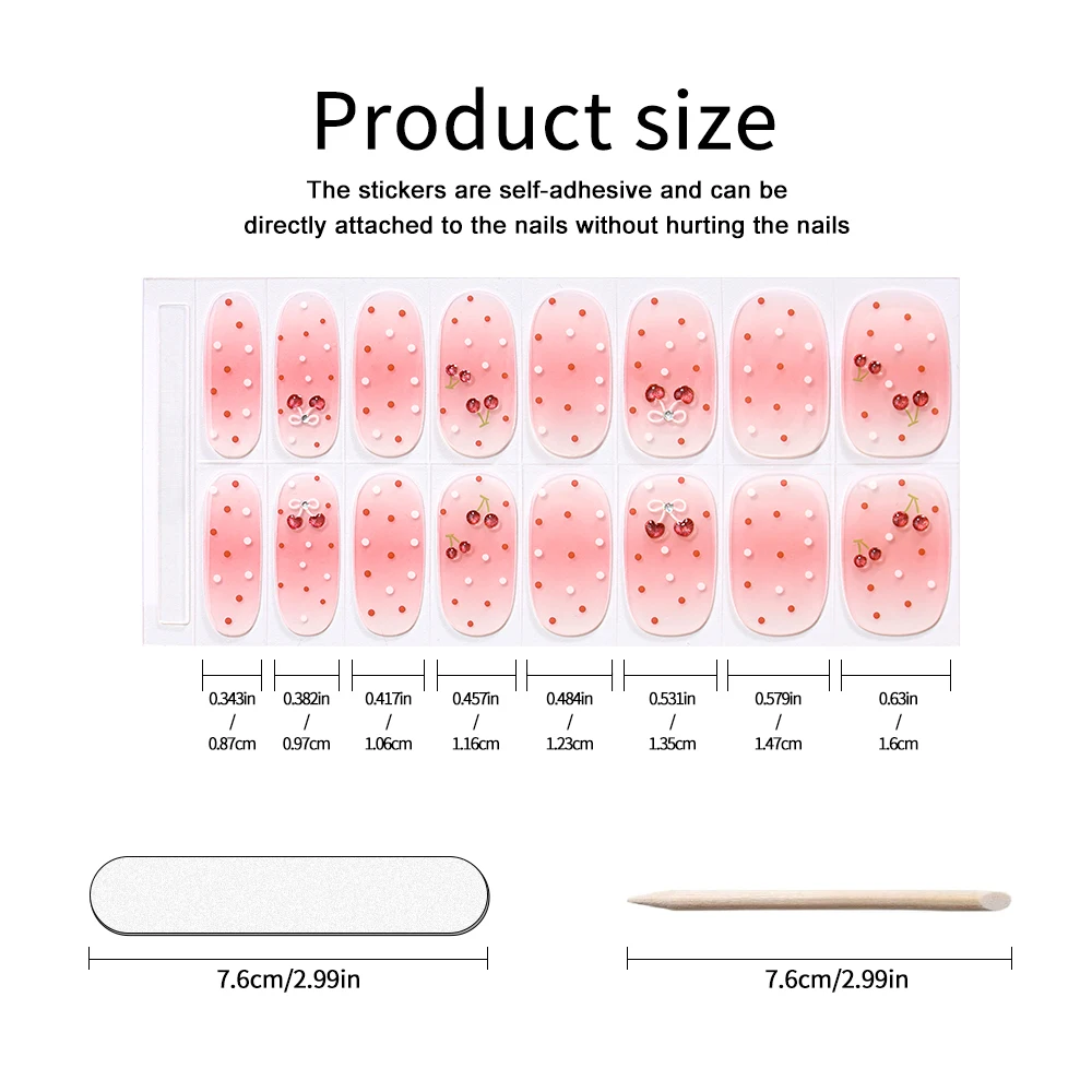 UV FREE Gel Nail Strips 16 Tips Self Adhesive Gel Nail Stickers DIY Manicure Decoration Purple Pink Nude Glitter