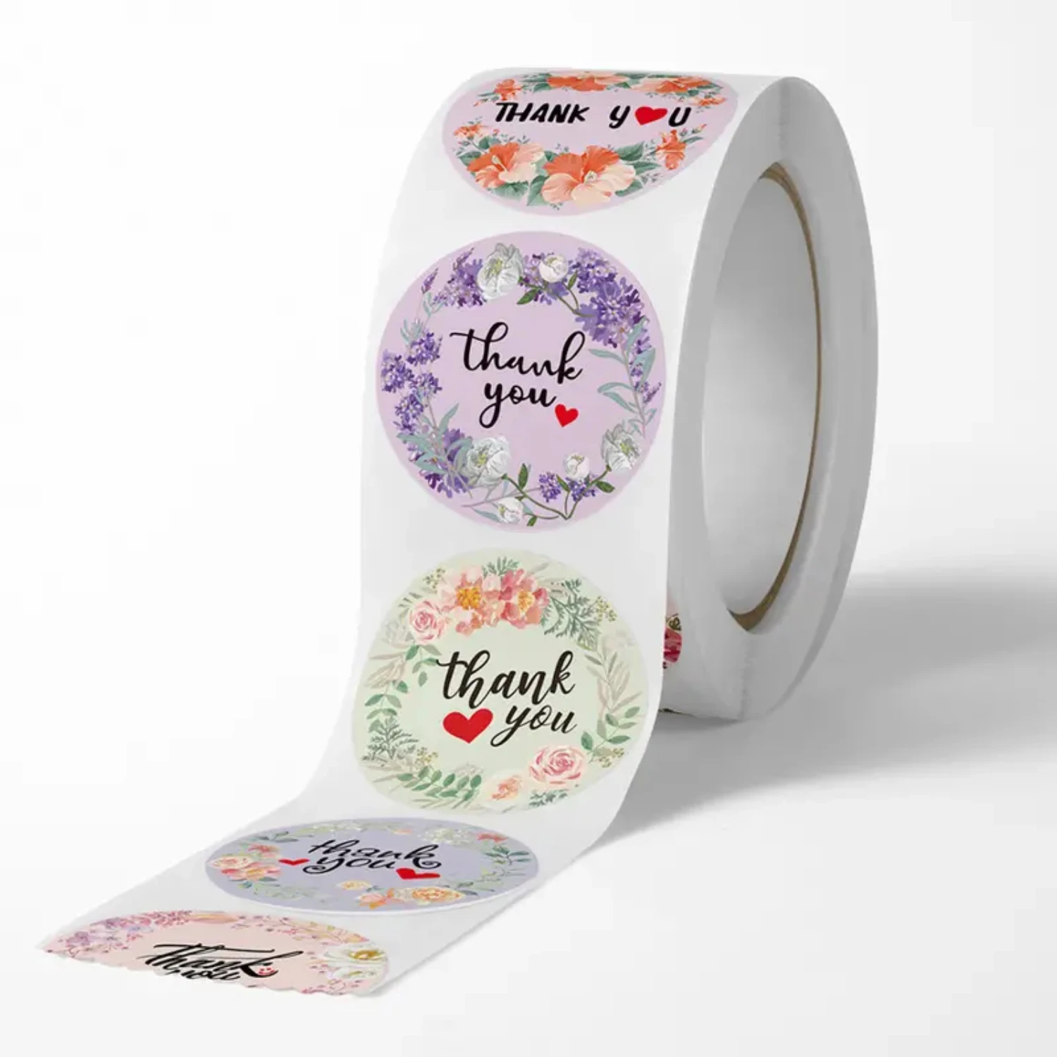 Pegatinas florales de agradecimiento, pegatinas de sellado hechas a mano, pegatinas de boda con letras redondas de 500 piezas, etiquetas adhesivas decorativas encantadoras