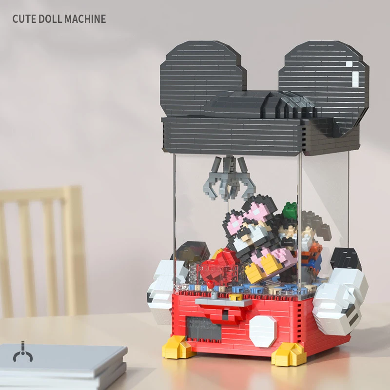 Mickey Mouse Doll Machine Micro Building Blocks Disney Cute StellaLou LinaBell Pink Fox Diamon Mini Brick Toys For Kids Gift