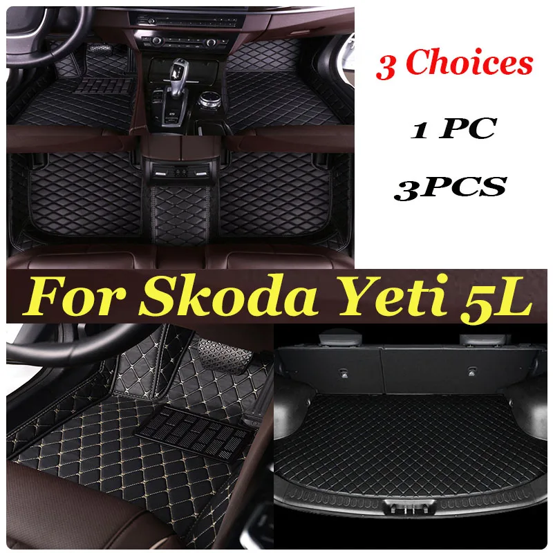 

Car Mats For Skoda Yeti 5L 2010~2017 Leather Floor Mat Auto Carpets Rugs Anti Dirt Pad Car Accessories Interior Parts 2011 2012