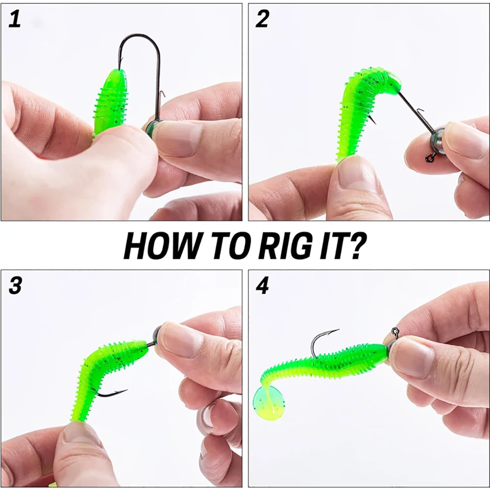50 Stück Angelhaken mit Rundkopf und Widerhaken 2g-20g Jighead-Angelhaken für Weichköder-Set für Barsch und Forelle in Süß- und Salzwasser – Detail 5